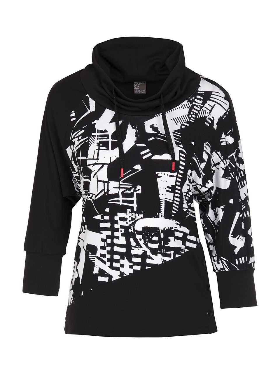 Dolcezza Shirt lange mouw zw/wit col dessin