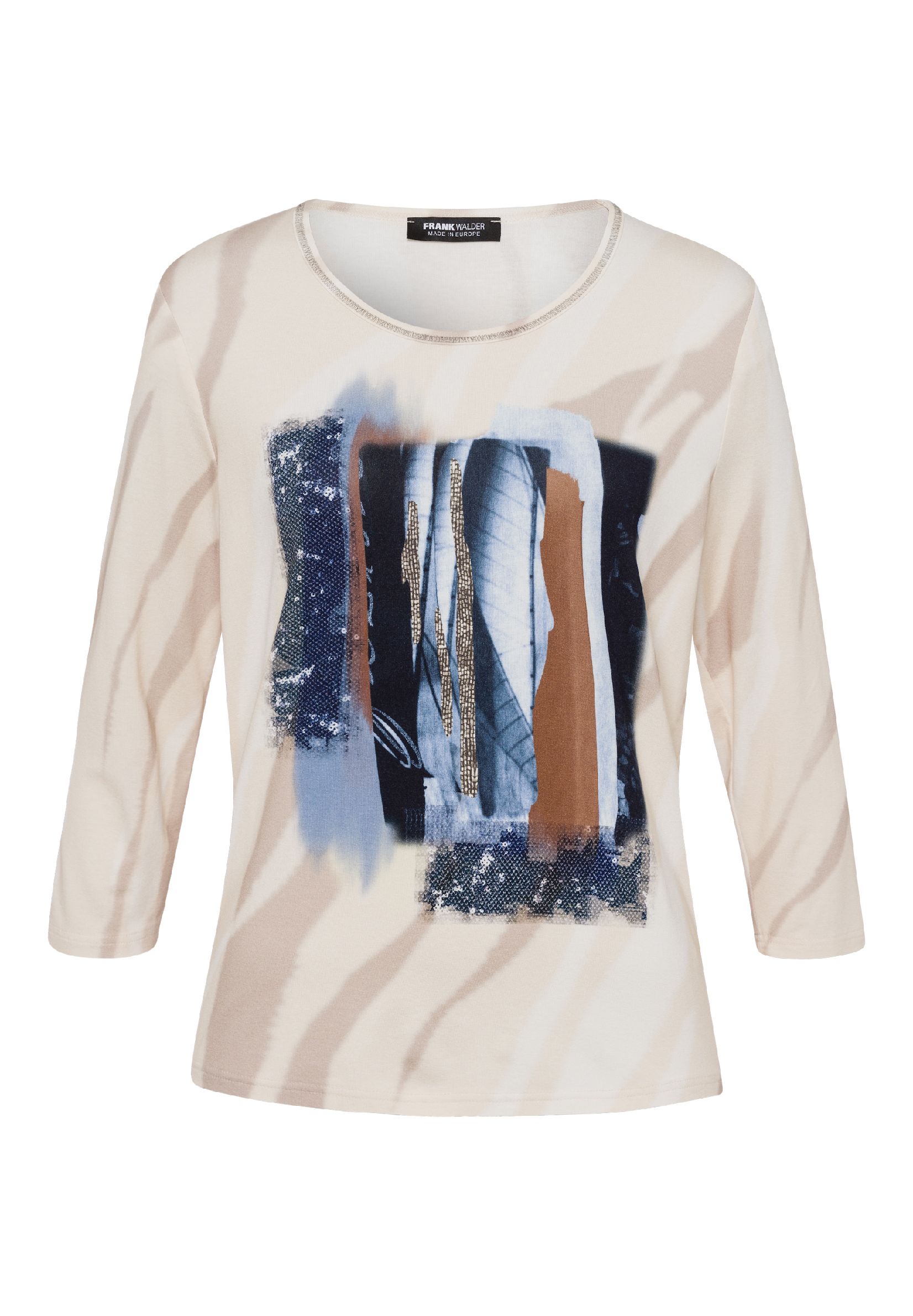 Frank Walder Shirt blauw/marone print