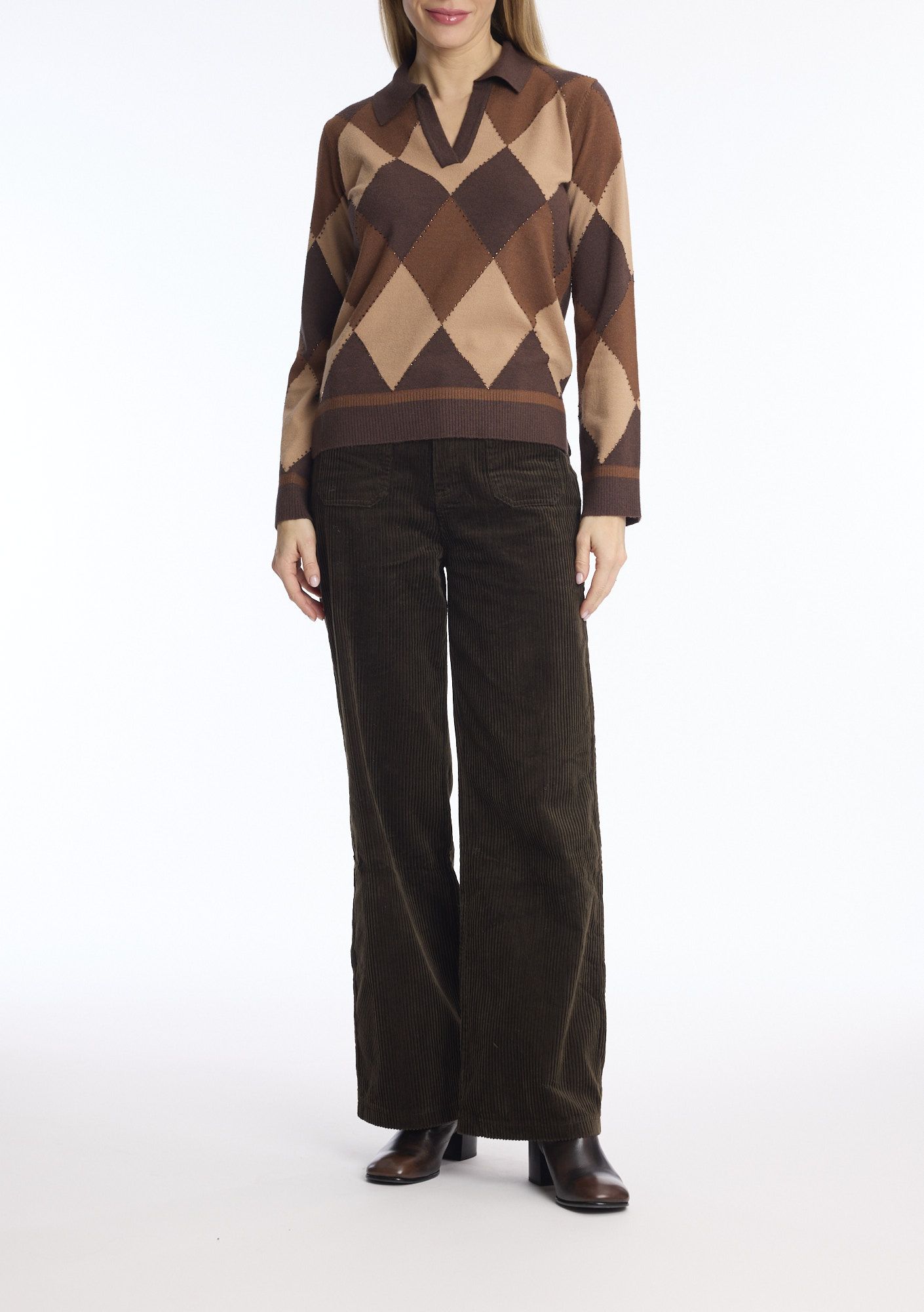 Leo et Ugo Trui brown/taupe argyle ruit