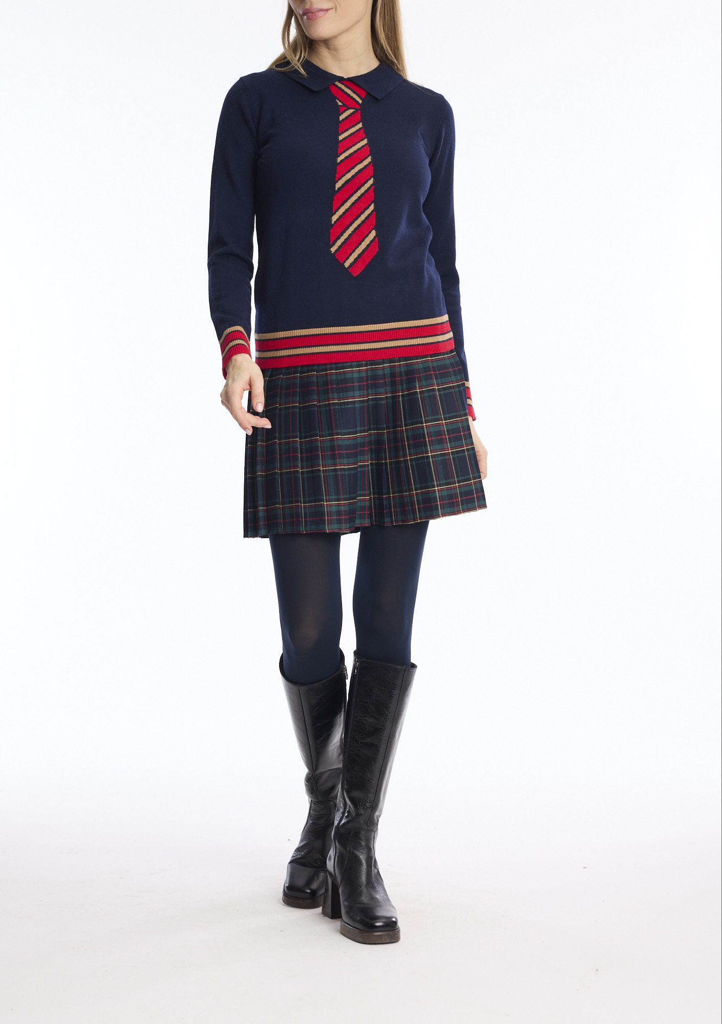 Leo et Ugo Trui navy/red stropdas