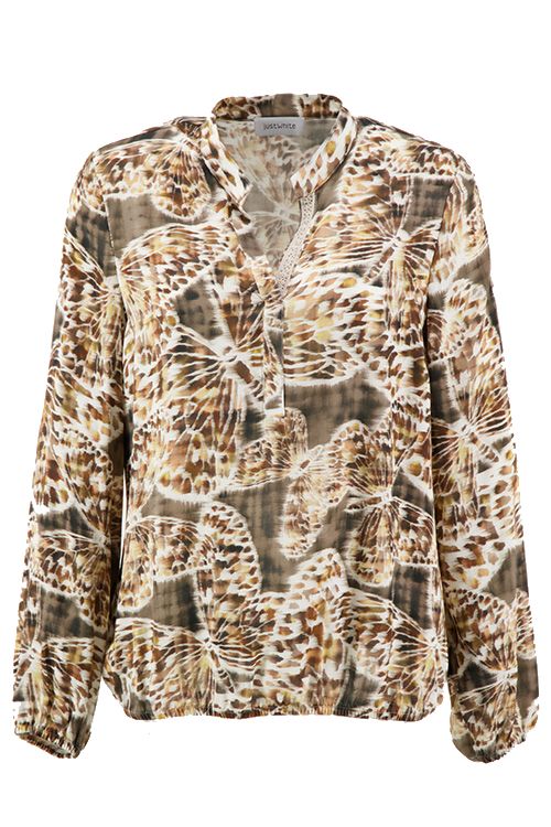SE-blusen Just White Just White Blouse haselnuss print