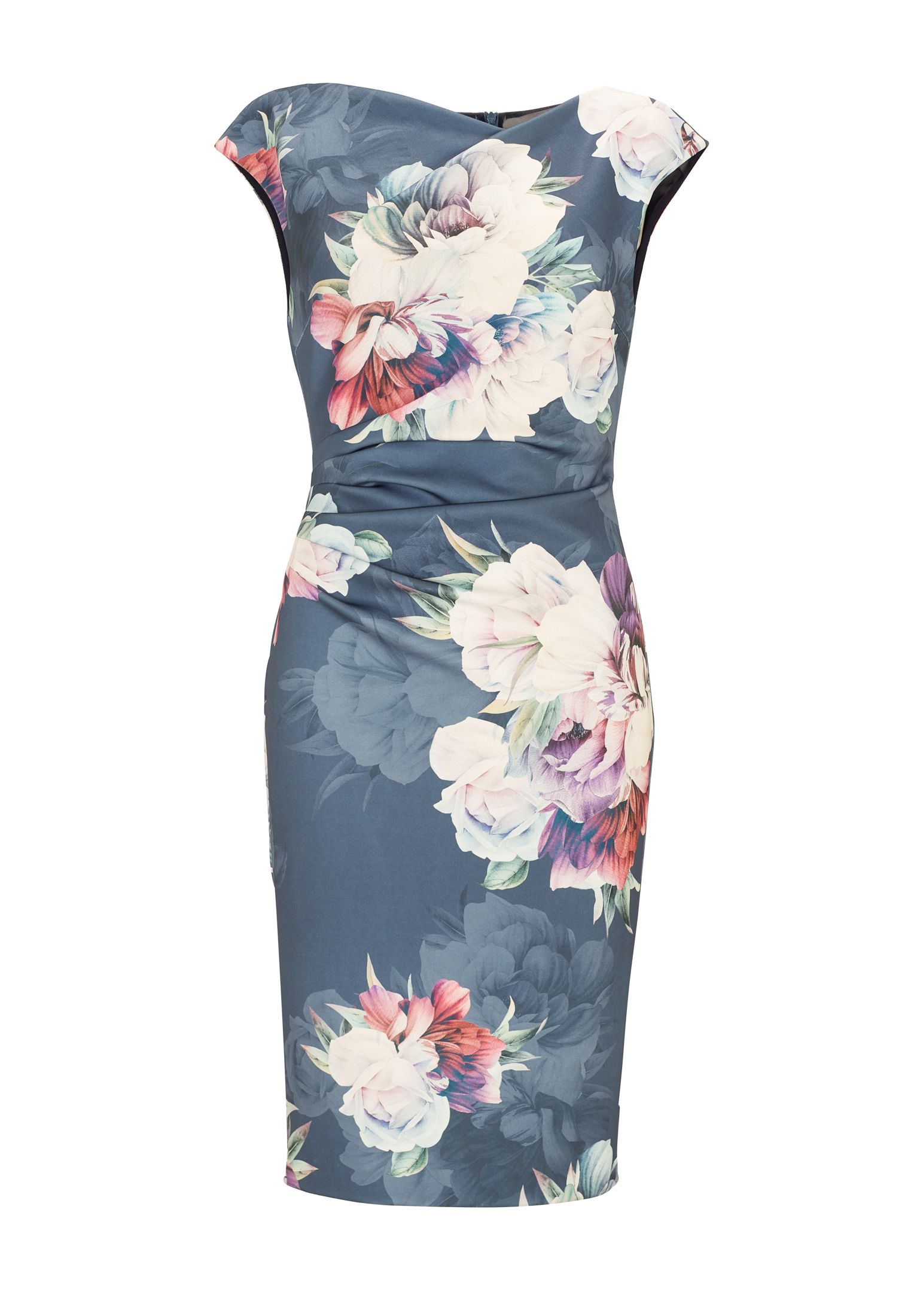 Swing Jurk cocktail scuba print faded blue/multi