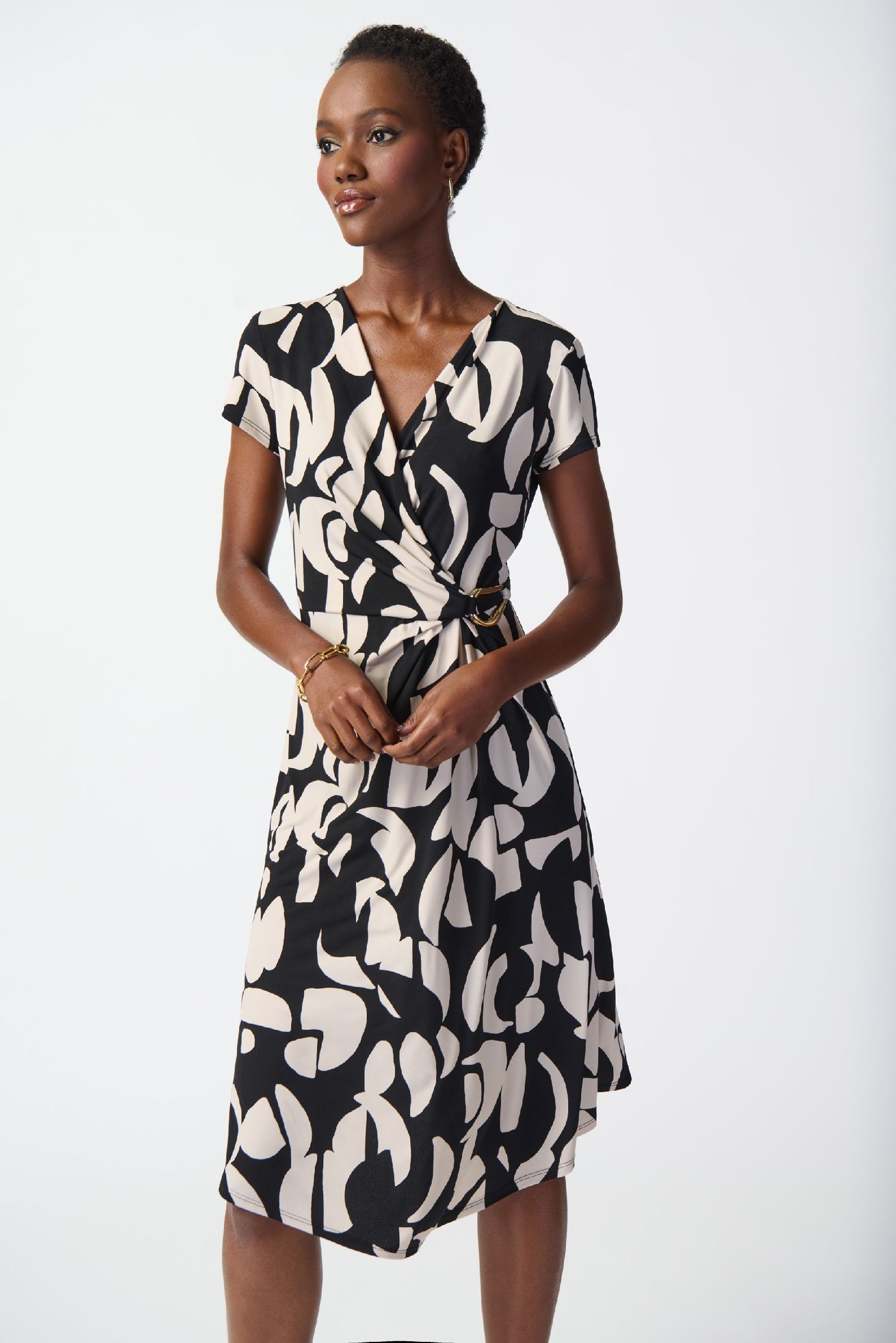 Joseph Ribkoff Jurk Print Black/Moonstone